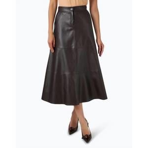 NEW PUROTATTO faux leather midi skirt in brown